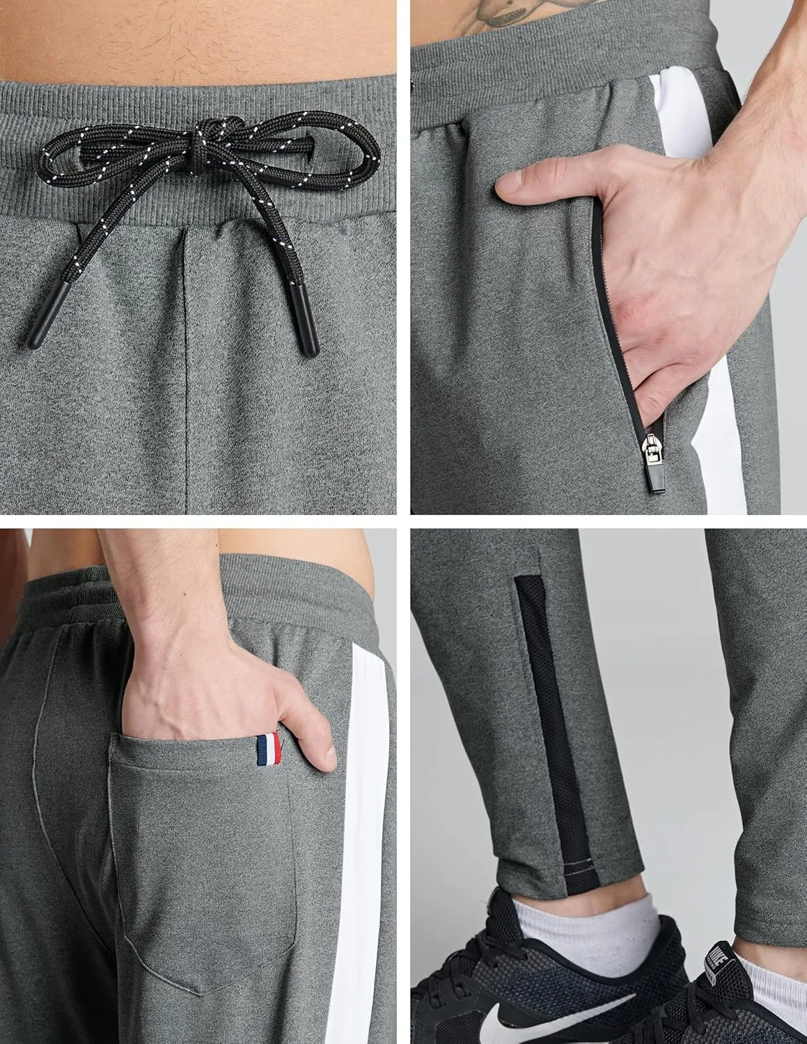 Liberty Imports 2 Pack Men's Sweatpants with Zipper Pockets Slim Fit Gym Pants Athletic Track Joggers