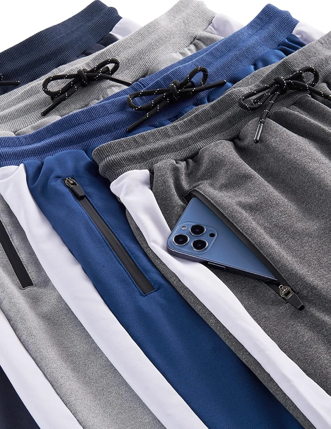 Liberty Imports 2 Pack Men's Sweatpants with Zipper Pockets Slim Fit Gym Pants Athletic Track Joggers