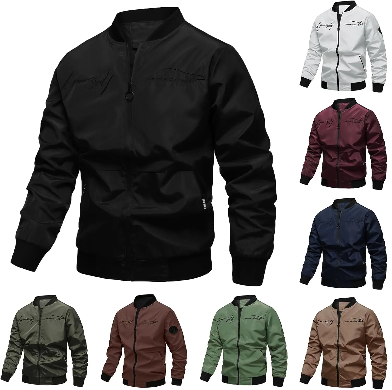 Lightweight Jacket Men Casual Bomber Flight Jackets Tactical Zipper Windbreakers Slim Fit Fall Spring Thin Cardigans