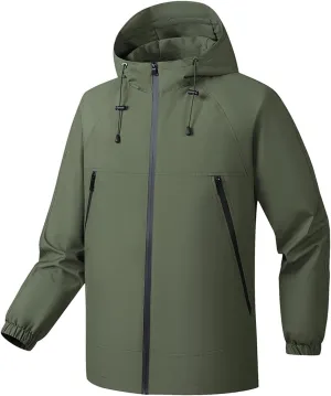Lightweight Windbreakers for Running Men 2025 Spring Outerwear Windproof Packable Water-Resistan Hooded for Hiking, Travel