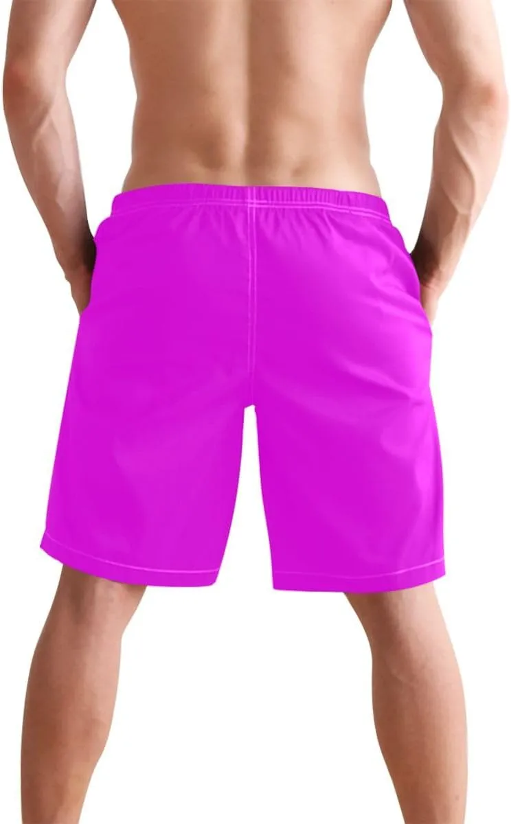 Lilac Short Swim Trunks Men Quick Dry Boardshorts for Men, Mens Swimming Shorts with Mesh Liner