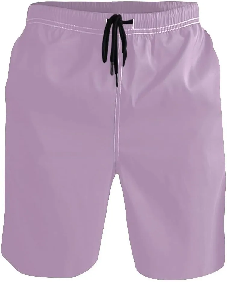 Lilac Short Swim Trunks Men Quick Dry Boardshorts for Men, Mens Swimming Shorts with Mesh Liner