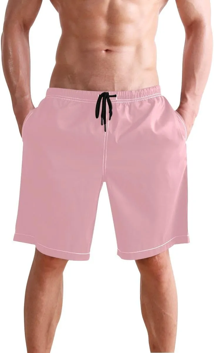 Lilac Short Swim Trunks Men Quick Dry Boardshorts for Men, Mens Swimming Shorts with Mesh Liner