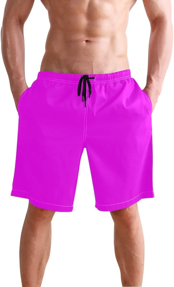 Lilac Short Swim Trunks Men Quick Dry Boardshorts for Men, Mens Swimming Shorts with Mesh Liner