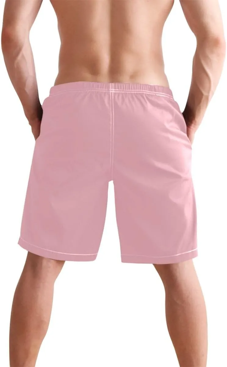 Lilac Short Swim Trunks Men Quick Dry Boardshorts for Men, Mens Swimming Shorts with Mesh Liner