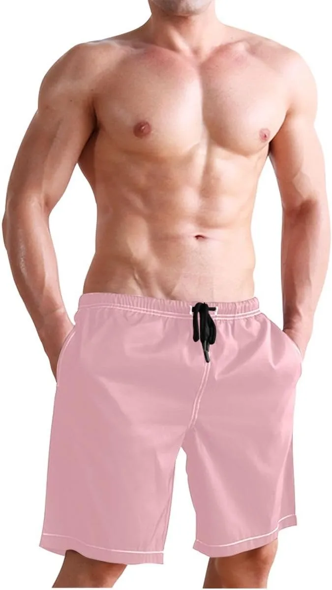 Lilac Short Swim Trunks Men Quick Dry Boardshorts for Men, Mens Swimming Shorts with Mesh Liner