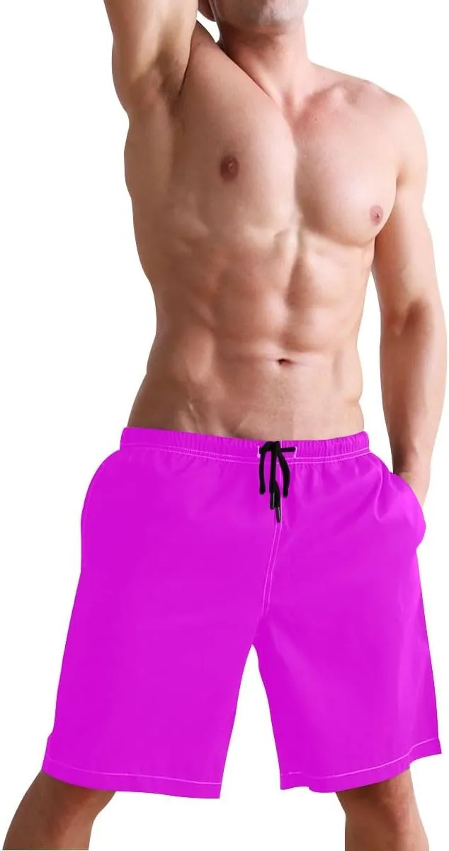 Lilac Short Swim Trunks Men Quick Dry Boardshorts for Men, Mens Swimming Shorts with Mesh Liner