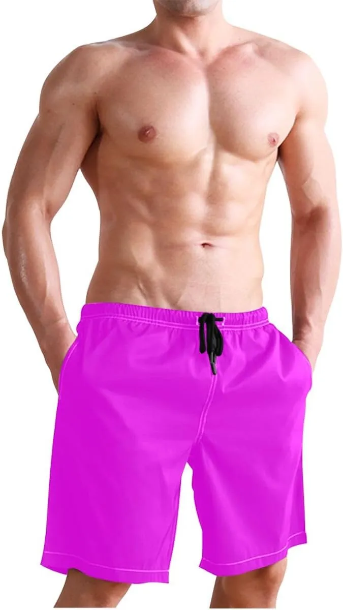 Lilac Short Swim Trunks Men Quick Dry Boardshorts for Men, Mens Swimming Shorts with Mesh Liner