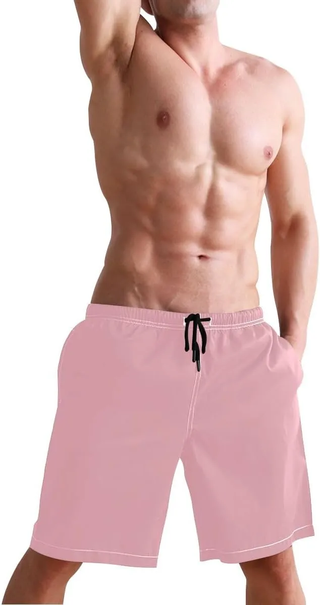 Lilac Short Swim Trunks Men Quick Dry Boardshorts for Men, Mens Swimming Shorts with Mesh Liner