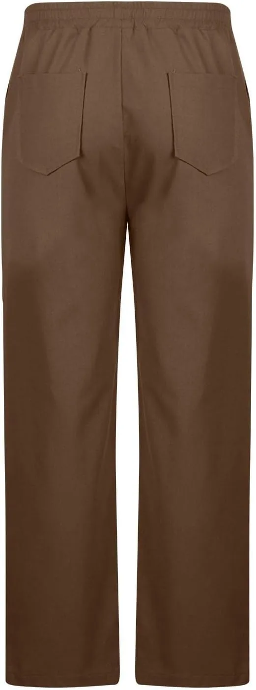 Linen Pants Men Drawstring Elastic Waist Beach Pants Baggy Summer Pants Lightweight Linen Trousers with Pockets