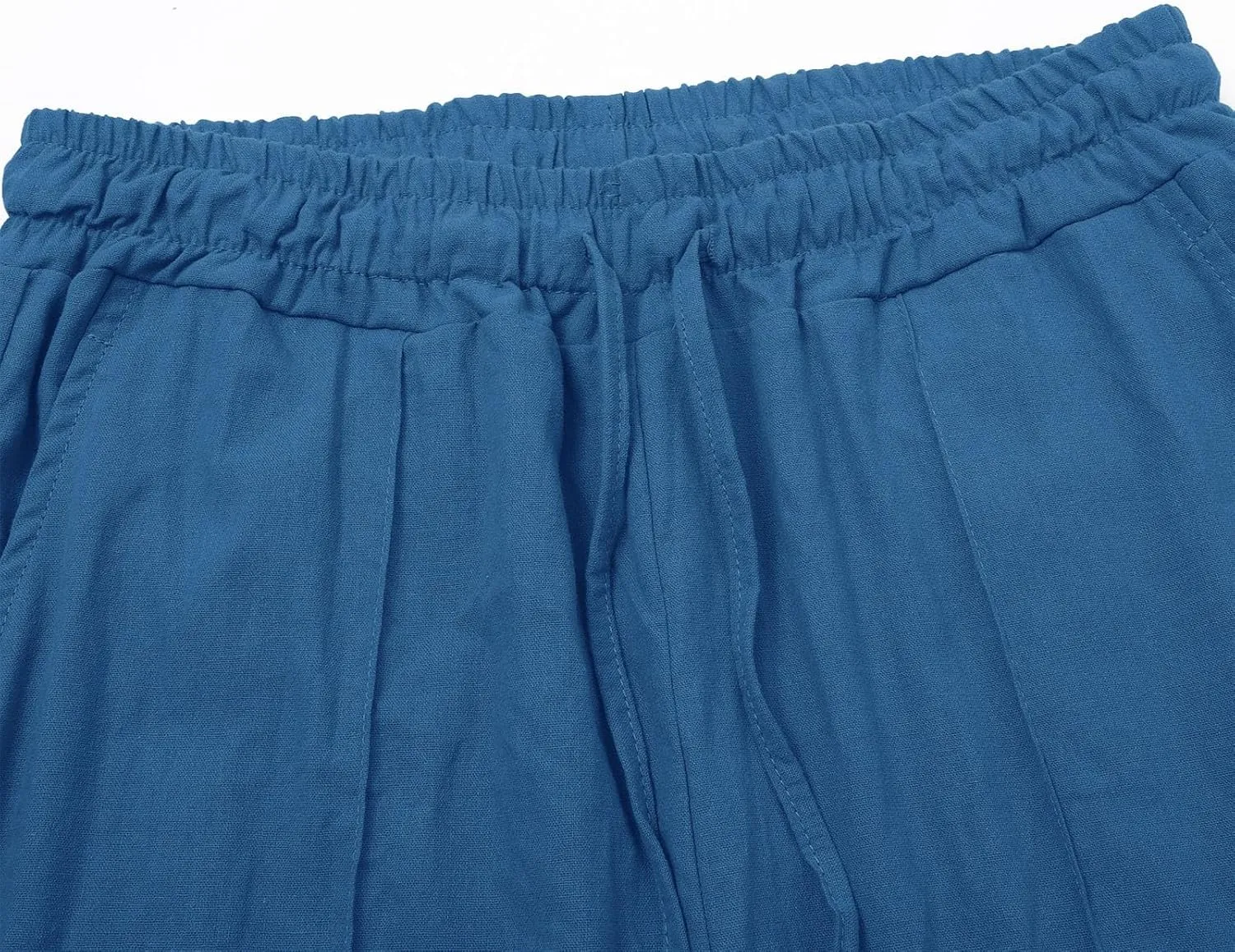 Linen Pants Women 2024 Casual Palazzo Drawstring Elastic Waist Straight Wide Leg Pant Solid Long Trousers with Pocket