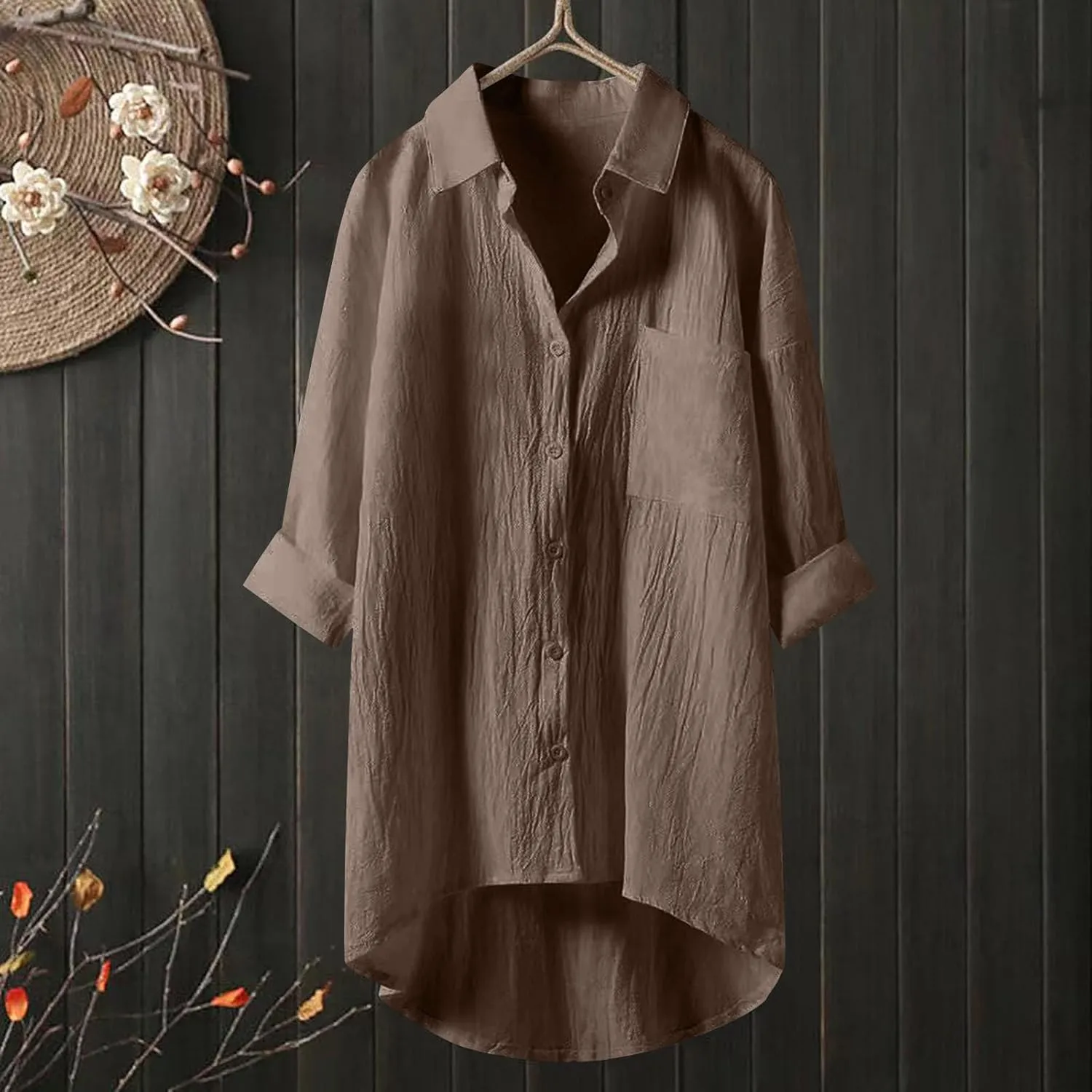 Linen Shirt for Women Breathable Tops Loose Crewneck Tops Womens Daily T Shirts Summer Shirts for Women 2025