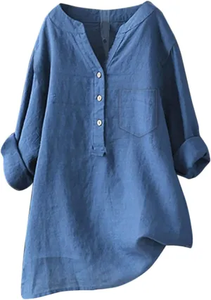Linen Shirt for Women Breathable Tops Loose Fit Tshirts Womens Daily Gauze Blouses Summer Cotton Linen Top 2025