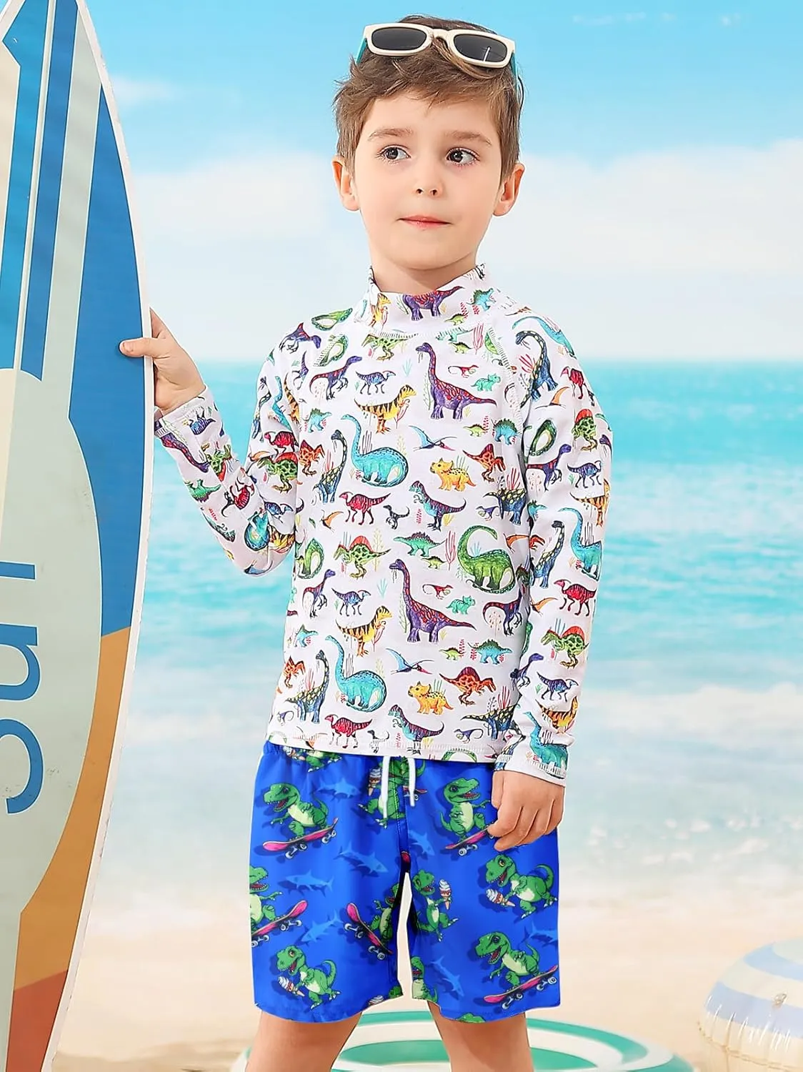 Little Boys Swim Trunks with Boxer Mesh Liner Swim Shorts Kids Quick Dry Bathing Suit Swimwear 4-12T
