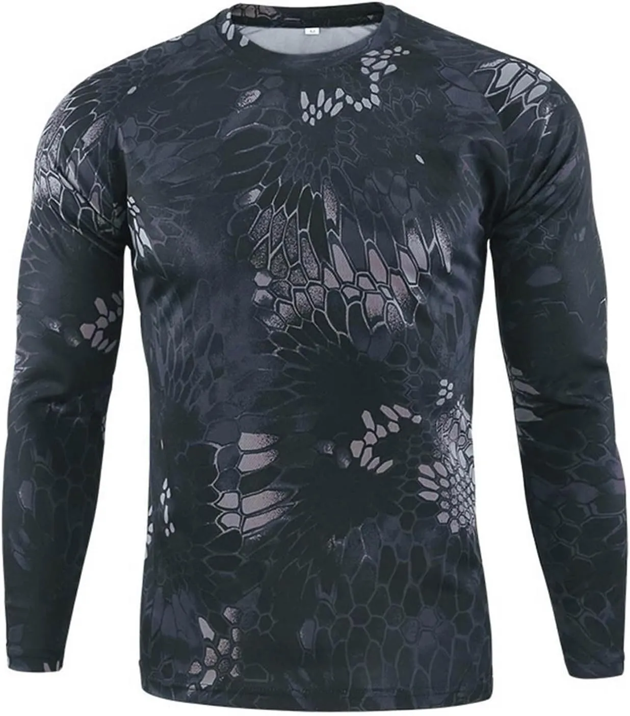Long Sleeve Camo Hunting Shirts for Men Vintage Military Athletic Compression Shirt Workout Running Hiking Training Tee Tops