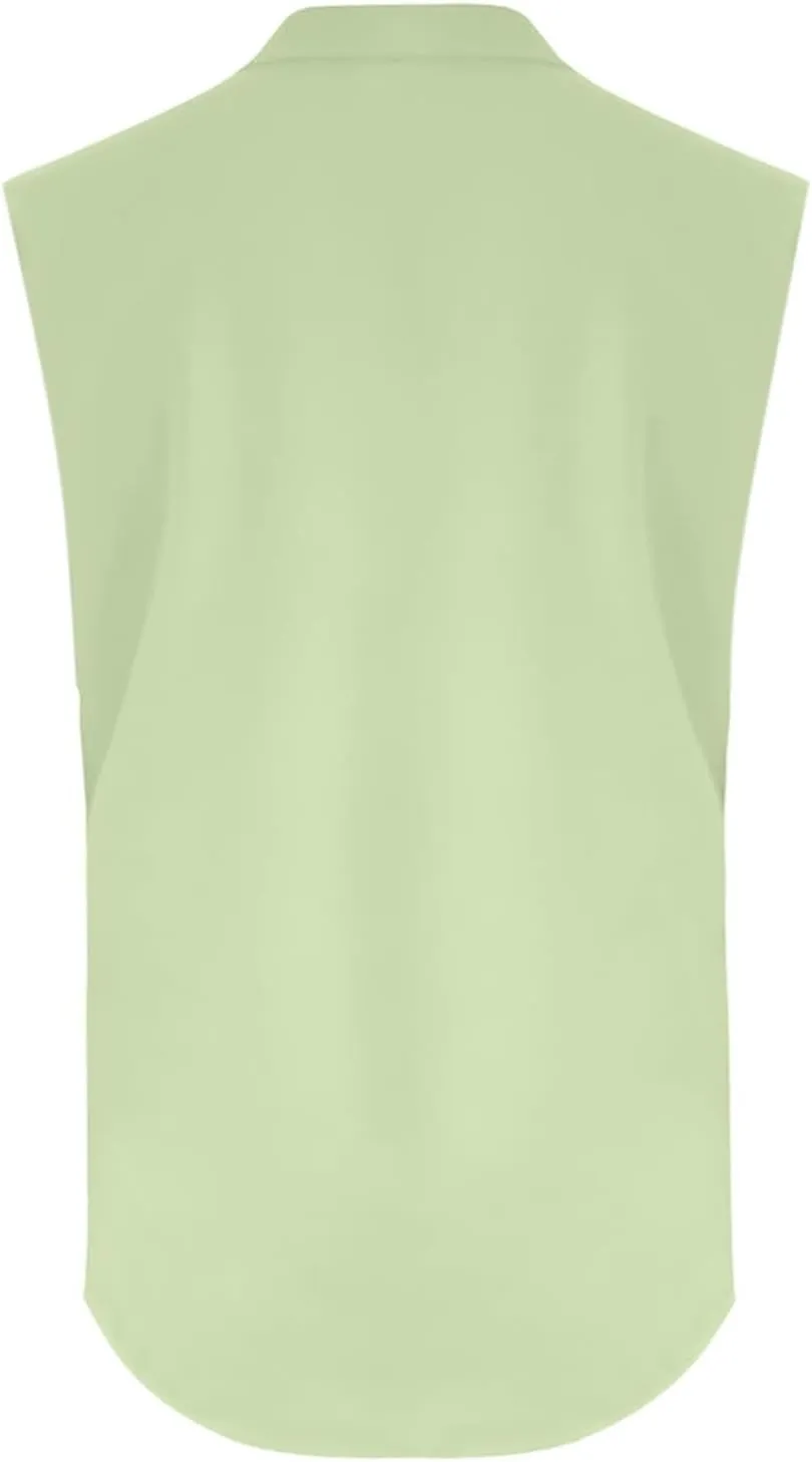 Loose Fit Linen Tank Tops for Women Sleeveless V-Neck Button Cami Shirts with Side Slits Beach Vacation Outfits​