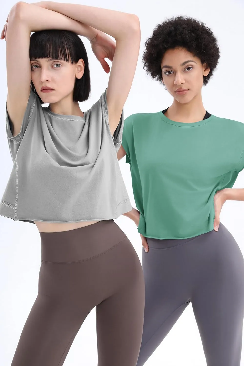 Loovoo Women's Open Back Workout Crop Tops Short Sleeve Yoga Shirts Cute Athletic Running Casual Backless Top Loose Fit