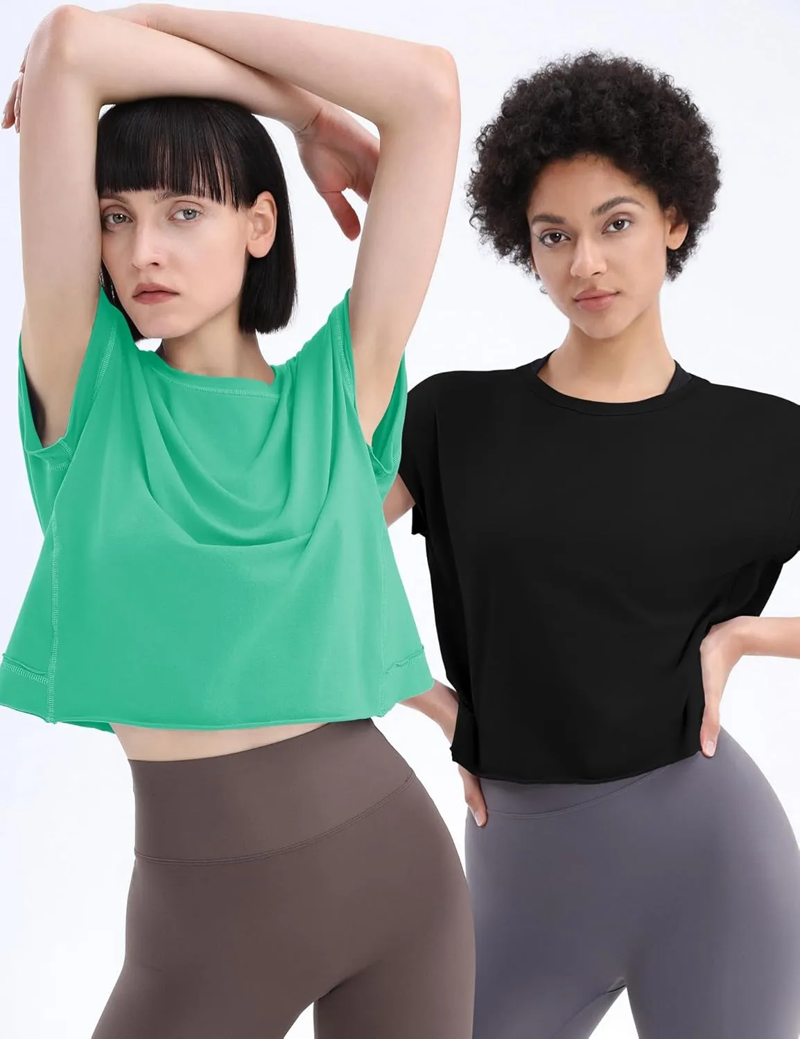 Loovoo Women's Open Back Workout Crop Tops Short Sleeve Yoga Shirts Cute Athletic Running Casual Backless Top Loose Fit