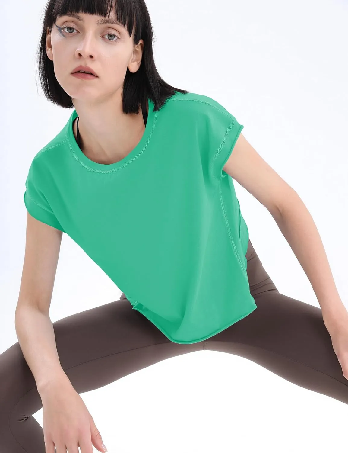 Loovoo Women's Open Back Workout Crop Tops Short Sleeve Yoga Shirts Cute Athletic Running Casual Backless Top Loose Fit