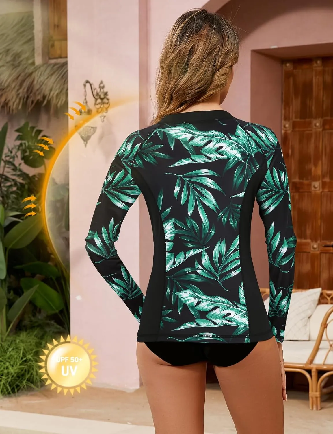 LURANEE Women's Zip Up Rash Guards for Women Long Sleeve Swimsuit UV Sun Protection Swim Shirts