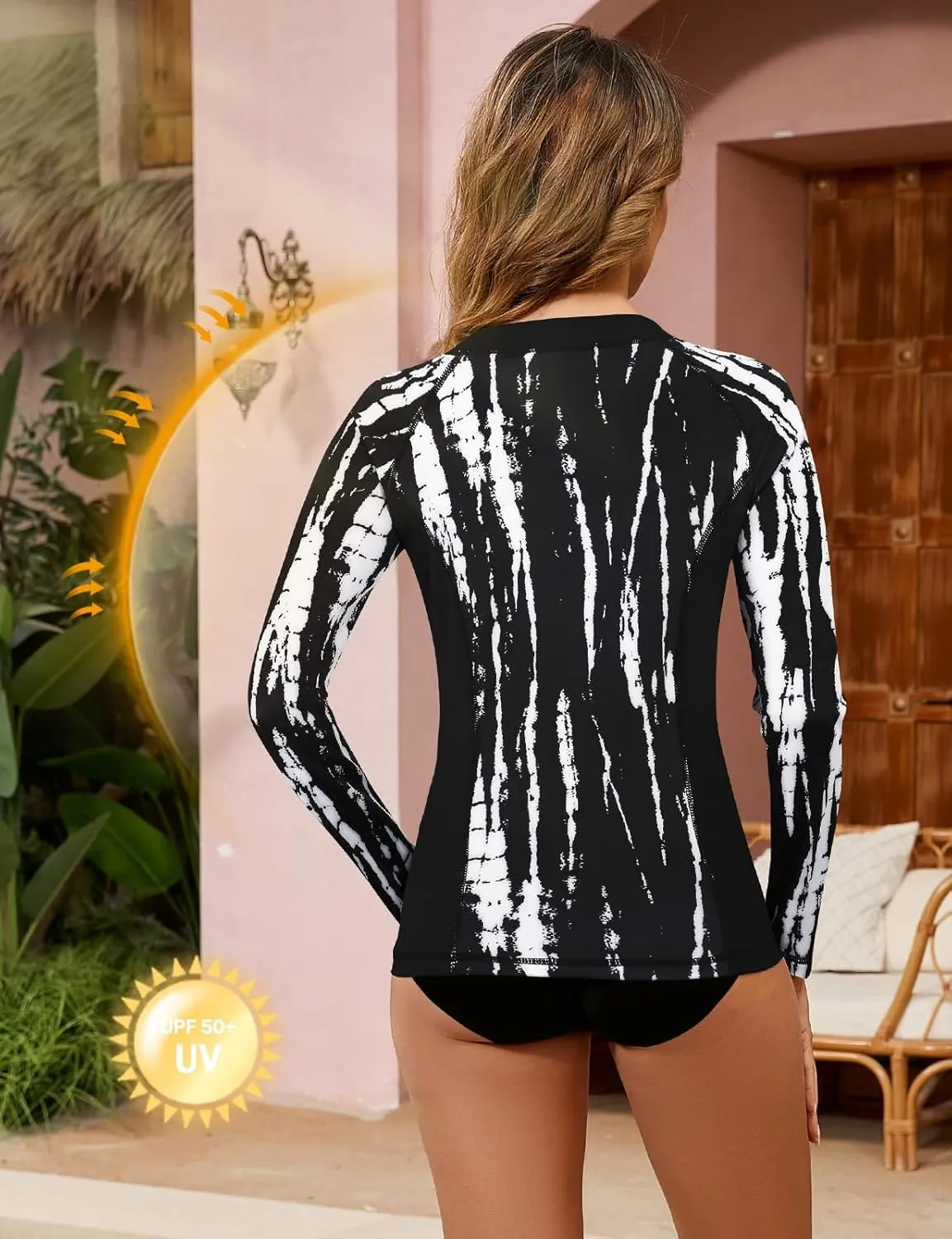 LURANEE Women's Zip Up Rash Guards for Women Long Sleeve Swimsuit UV Sun Protection Swim Shirts