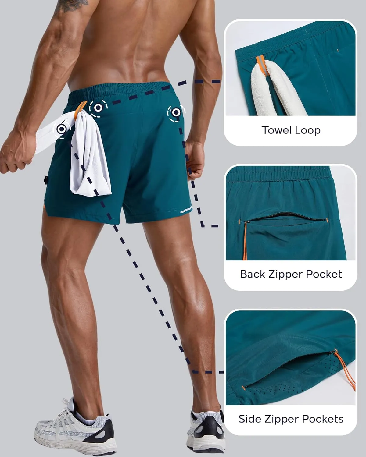 maamgic Men's Athletic Running Shorts with Liner Ultra Lightweight Workout Shorts 5"/ 7"
