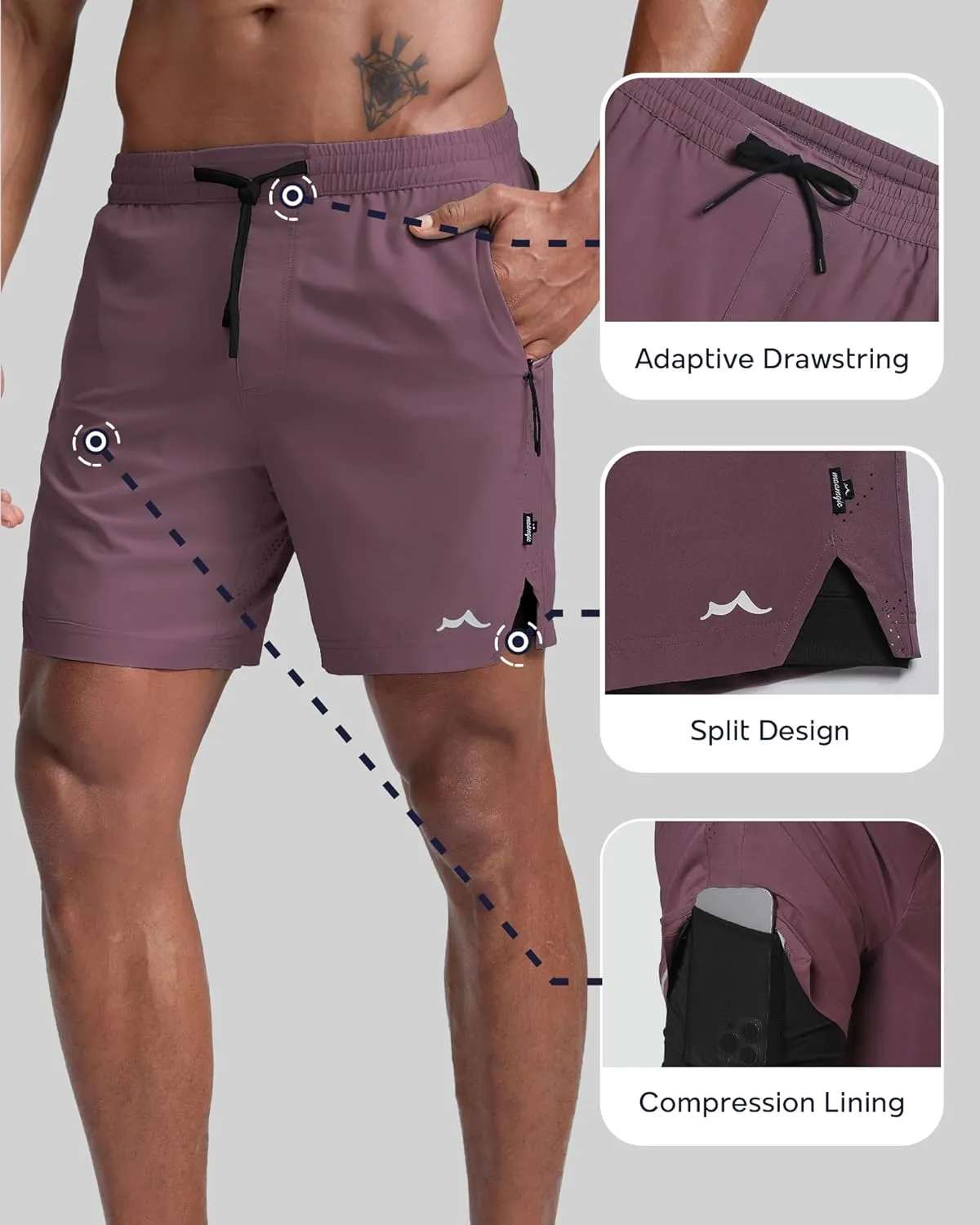 maamgic Men's Athletic Running Shorts with Liner Ultra Lightweight Workout Shorts 5"/ 7"