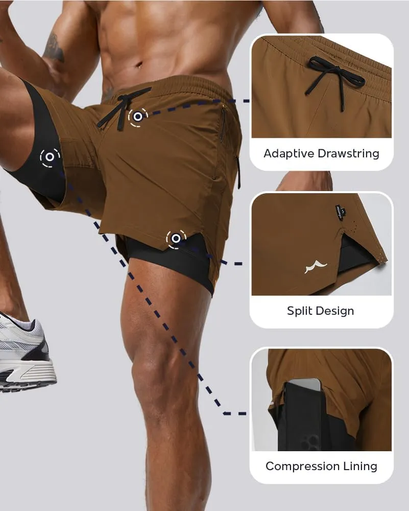 maamgic Men's Athletic Running Shorts with Liner Ultra Lightweight Workout Shorts 5"/ 7"