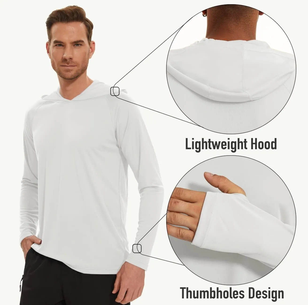MAGCOMSEN Men's Hooded UPF 50  Sun Protection T Shirts Long Sleeve Athletic Fishing Shirts Rash Guards