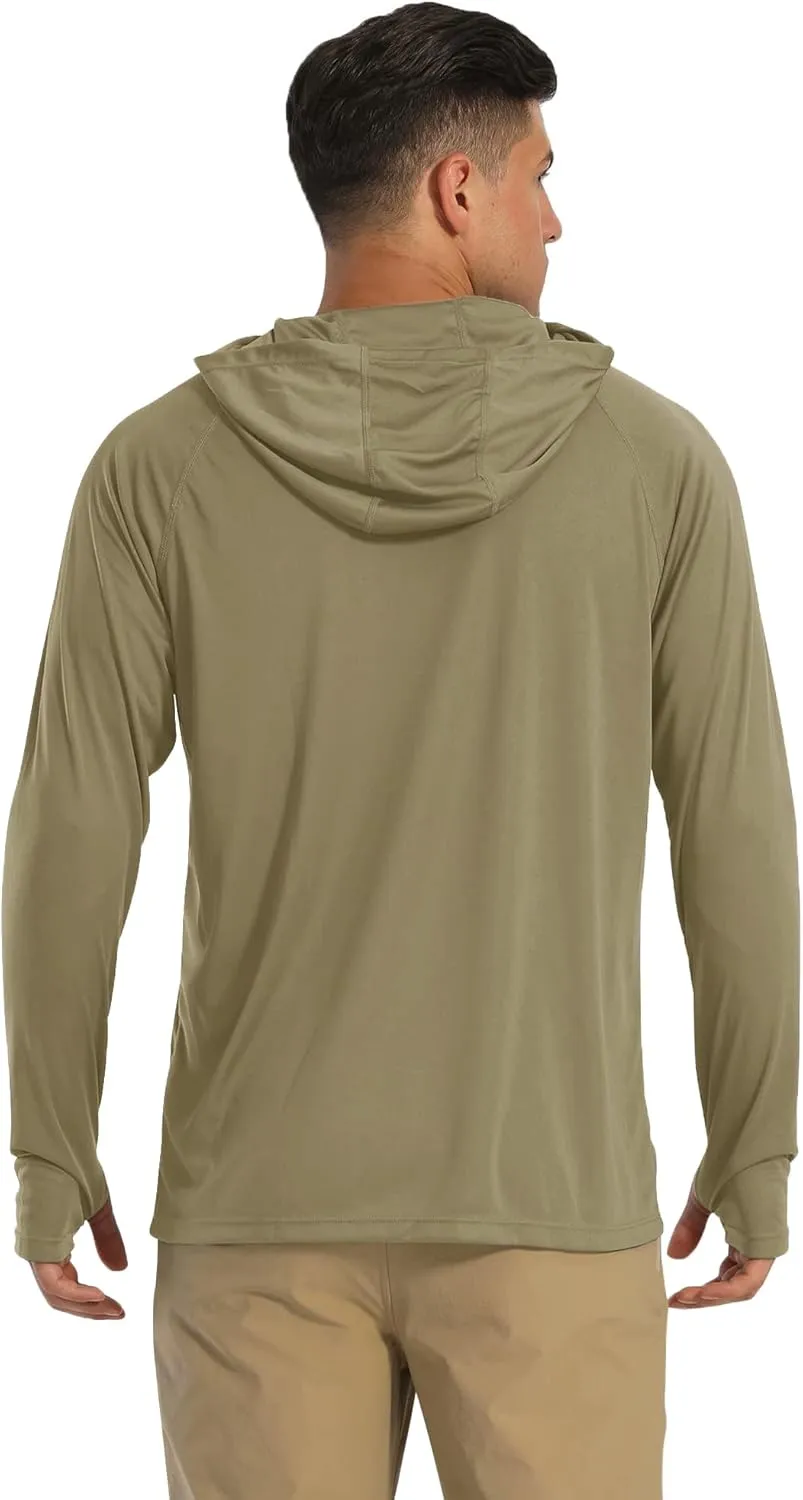 MAGCOMSEN Men's Hooded UPF 50  Sun Protection T Shirts Long Sleeve Athletic Fishing Shirts Rash Guards