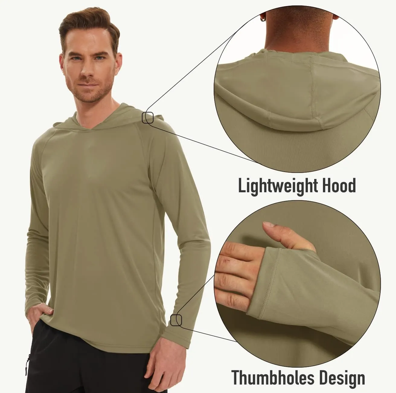 MAGCOMSEN Men's Hooded UPF 50  Sun Protection T Shirts Long Sleeve Athletic Fishing Shirts Rash Guards
