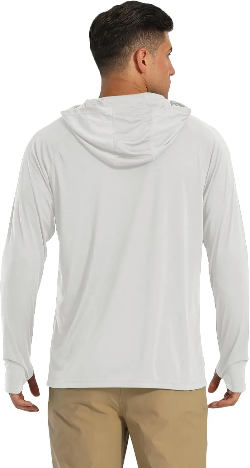 MAGCOMSEN Men's Hooded UPF 50  Sun Protection T Shirts Long Sleeve Athletic Fishing Shirts Rash Guards