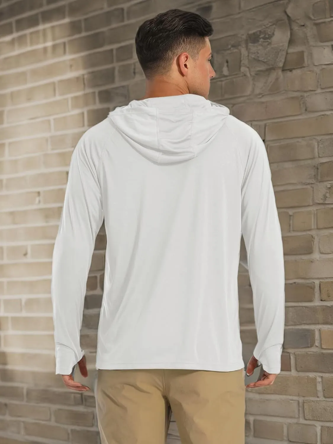 MAGCOMSEN Men's Hooded UPF 50  Sun Protection T Shirts Long Sleeve Athletic Fishing Shirts Rash Guards