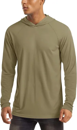 MAGCOMSEN Men's Hooded UPF 50  Sun Protection T Shirts Long Sleeve Athletic Fishing Shirts Rash Guards