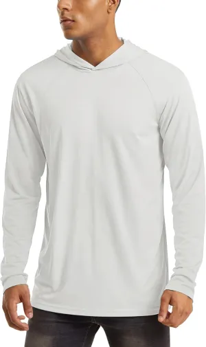 MAGCOMSEN Men's Hooded UPF 50  Sun Protection T Shirts Long Sleeve Athletic Fishing Shirts Rash Guards