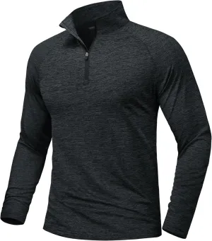 MAGCOMSEN Men's Sun Protection Long Sleeve Shirts 1/4 Zip Up Rash Guard Lightweight Quick Dry Fishing Running T-Shirts