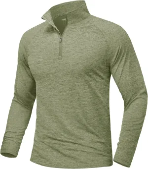 MAGCOMSEN Men's Sun Protection Long Sleeve Shirts 1/4 Zip Up Rash Guard Lightweight Quick Dry Fishing Running T-Shirts