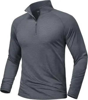 MAGCOMSEN Men's Sun Protection Long Sleeve Shirts 1/4 Zip Up Rash Guard Lightweight Quick Dry Fishing Running T-Shirts