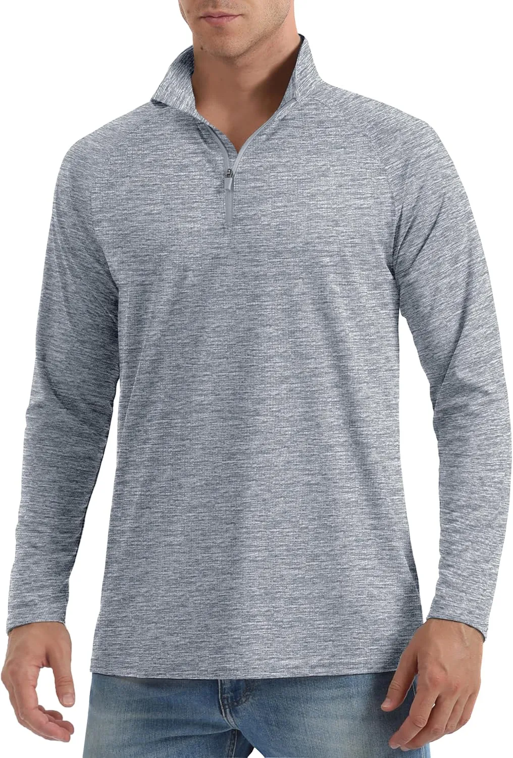 MAGCOMSEN Men's Sun Protection Long Sleeve Shirts 1/4 Zip Up Rash Guard Lightweight Quick Dry Fishing Running T-Shirts