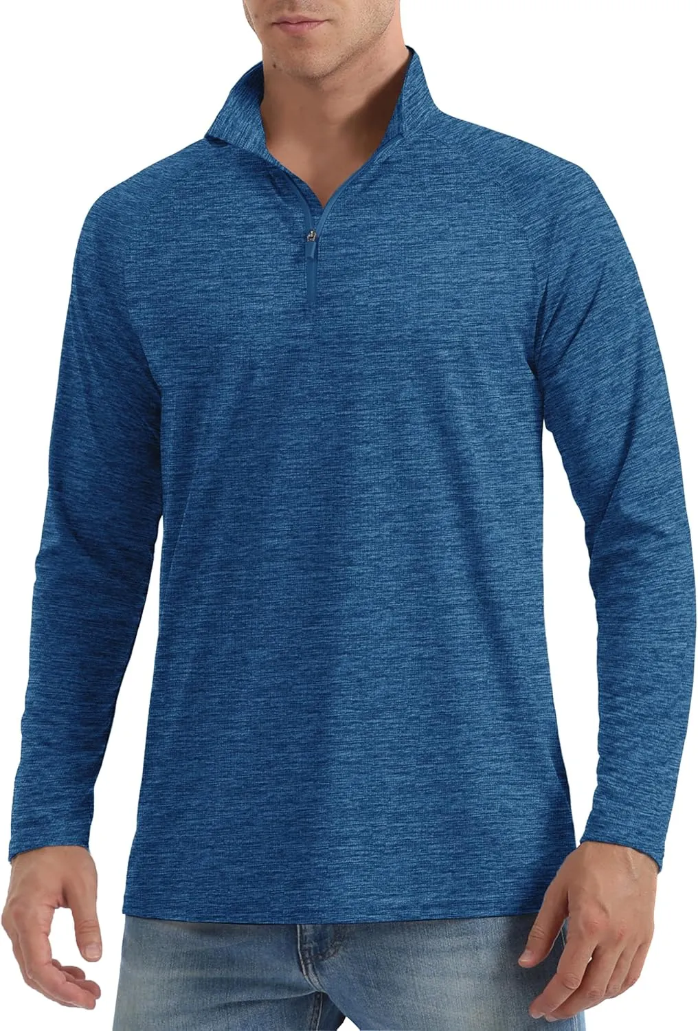 MAGCOMSEN Men's Sun Protection Long Sleeve Shirts 1/4 Zip Up Rash Guard Lightweight Quick Dry Fishing Running T-Shirts