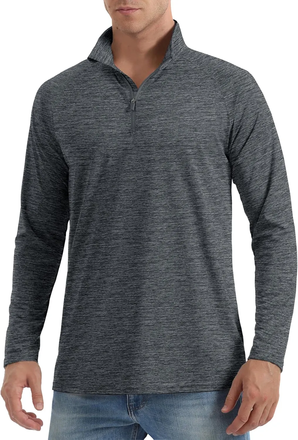 MAGCOMSEN Men's Sun Protection Long Sleeve Shirts 1/4 Zip Up Rash Guard Lightweight Quick Dry Fishing Running T-Shirts