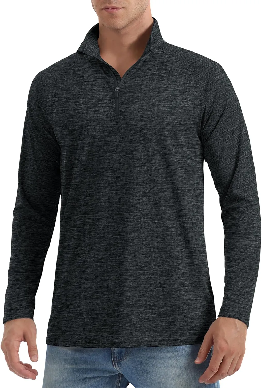 MAGCOMSEN Men's Sun Protection Long Sleeve Shirts 1/4 Zip Up Rash Guard Lightweight Quick Dry Fishing Running T-Shirts
