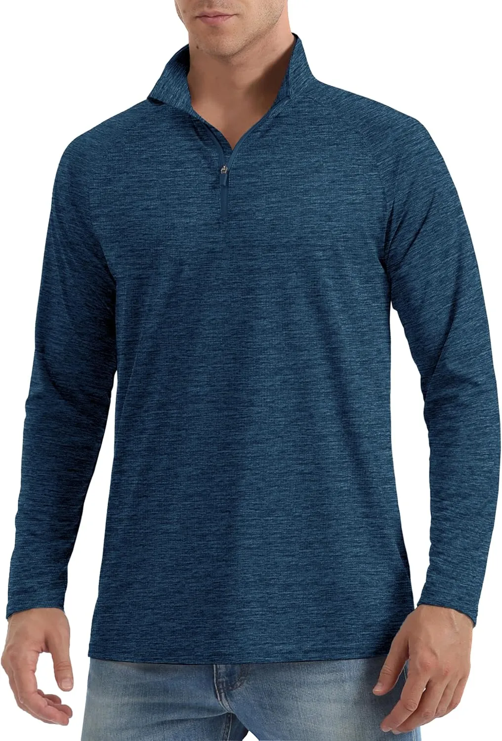 MAGCOMSEN Men's Sun Protection Long Sleeve Shirts 1/4 Zip Up Rash Guard Lightweight Quick Dry Fishing Running T-Shirts