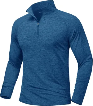 MAGCOMSEN Men's Sun Protection Long Sleeve Shirts 1/4 Zip Up Rash Guard Lightweight Quick Dry Fishing Running T-Shirts