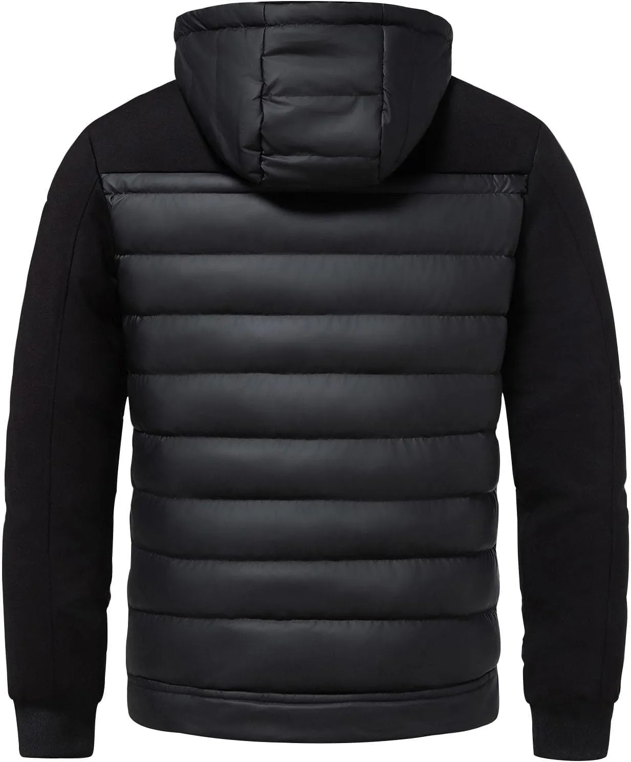 Men Puffer Jacket Hooded Full Zip Water-Resistant Puffy Jacket Quilted Lined Winter Down Coats Outerwear with Pockets