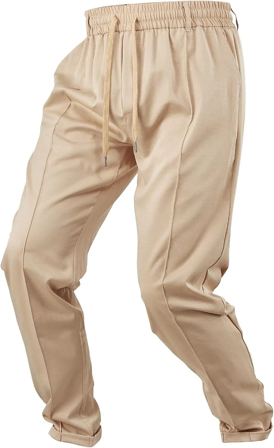 Men Soft Jogger Yoga Sweatpants Flat Front Elastic Drawstring Lightweight Stretch Athletic Gym Pants for Workout