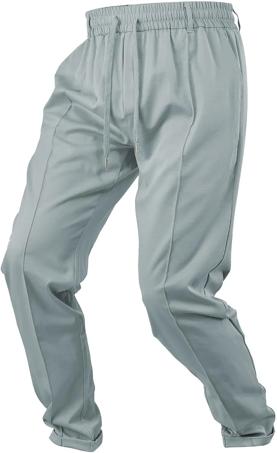 Men Soft Jogger Yoga Sweatpants Flat Front Elastic Drawstring Lightweight Stretch Athletic Gym Pants for Workout