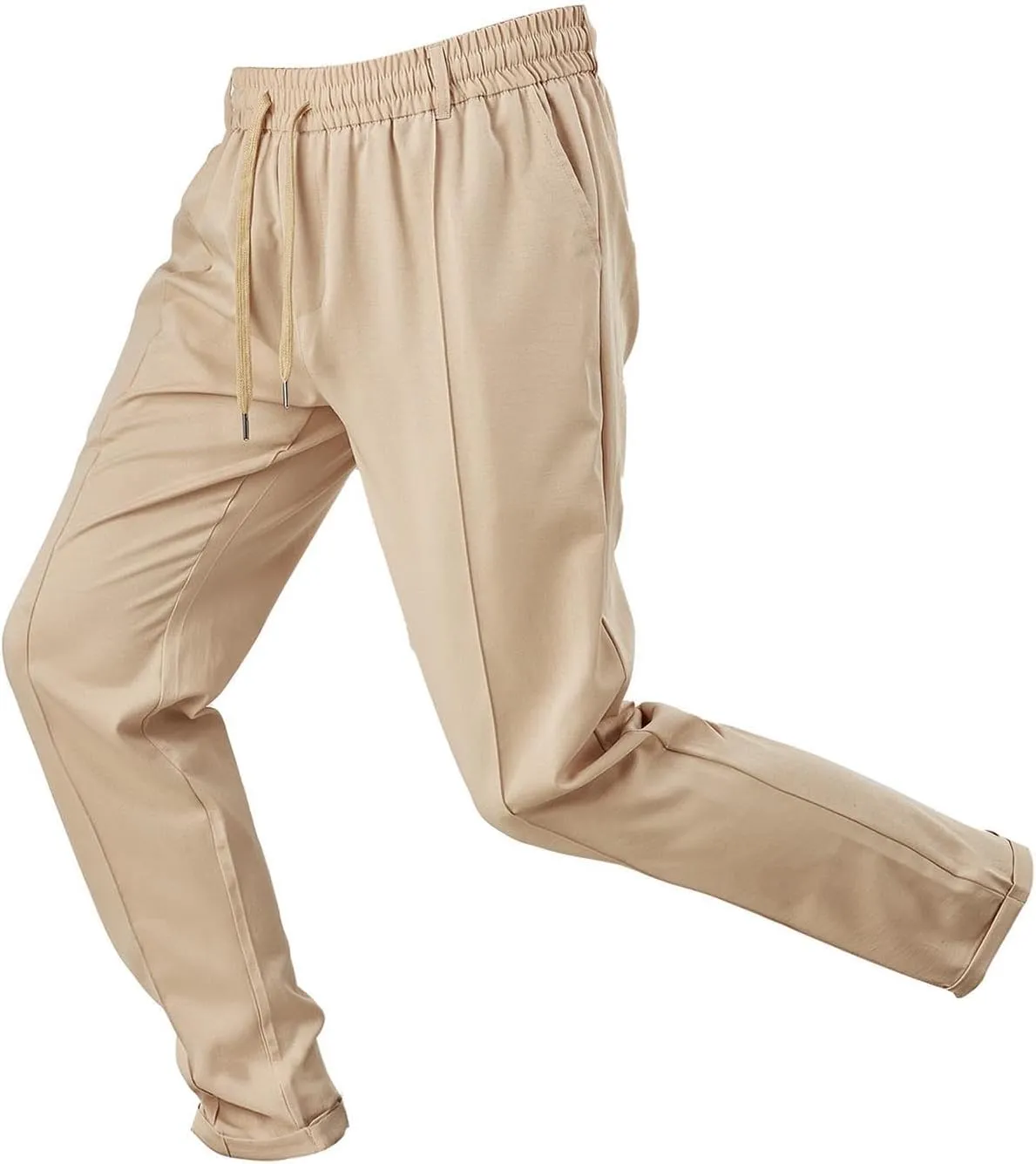 Men Soft Jogger Yoga Sweatpants Flat Front Elastic Drawstring Lightweight Stretch Athletic Gym Pants for Workout
