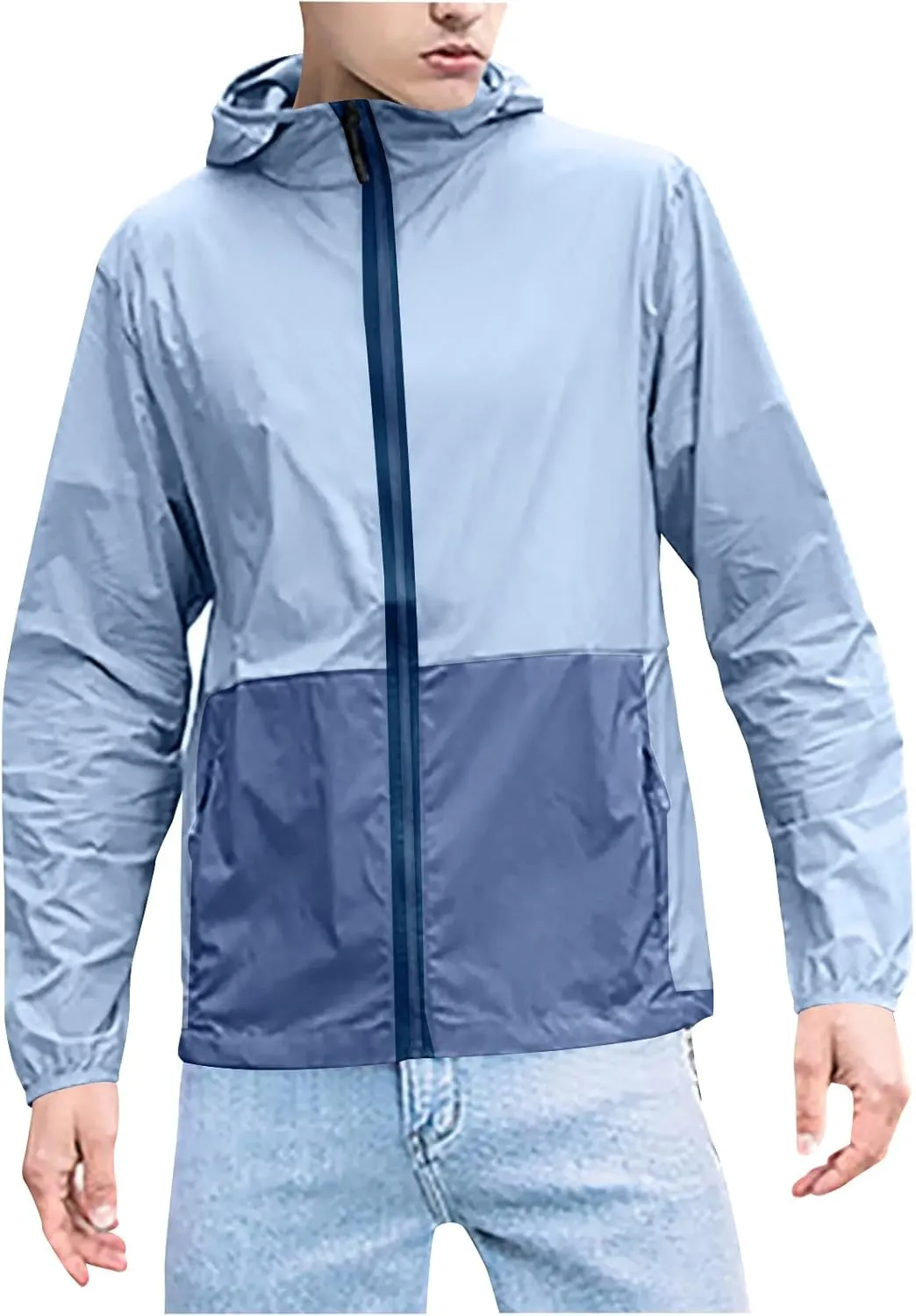Men UPF 50  Full Zip up Sun Protection Hoodie Jacket Long Sleeve Lightweight UV Shirts for Men Running Hiking Fishing