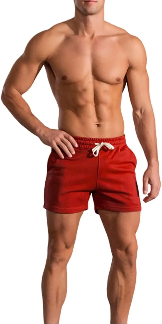Men's 3 Inch Running Shorts Gym Training Bodybuilding Shorts Breathable Cotton Sports Shorts